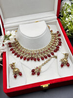 Load image into Gallery viewer, Harleen Maroon Polki Indian Choker Set
