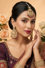 Load image into Gallery viewer, Sheetal Maroon Polki Tikka Set