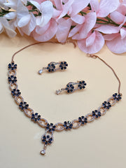 Navy Blue American Diamond Necklace