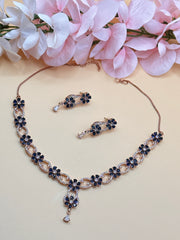 Navy Blue American Diamond Necklace