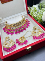 Load image into Gallery viewer, Sakshika Hot Pink Kundan Choker Set
