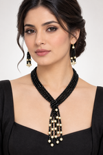 Load image into Gallery viewer, Black Necklace with Earring
