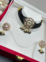 Load image into Gallery viewer, Black Pink Meenakari Choker Set
