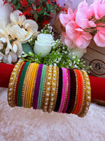 Load image into Gallery viewer, Multicolor velvet bangles with pearls
