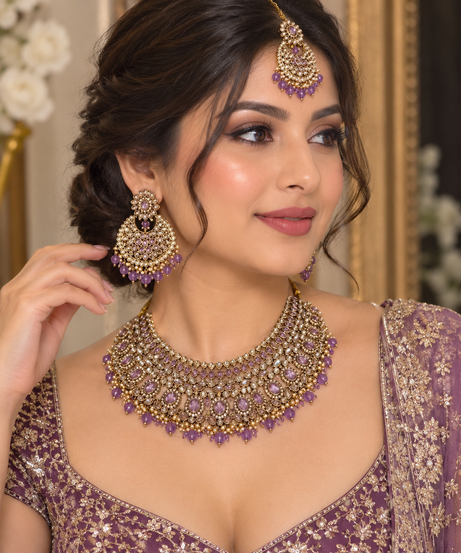 Meher lavender Necklace set