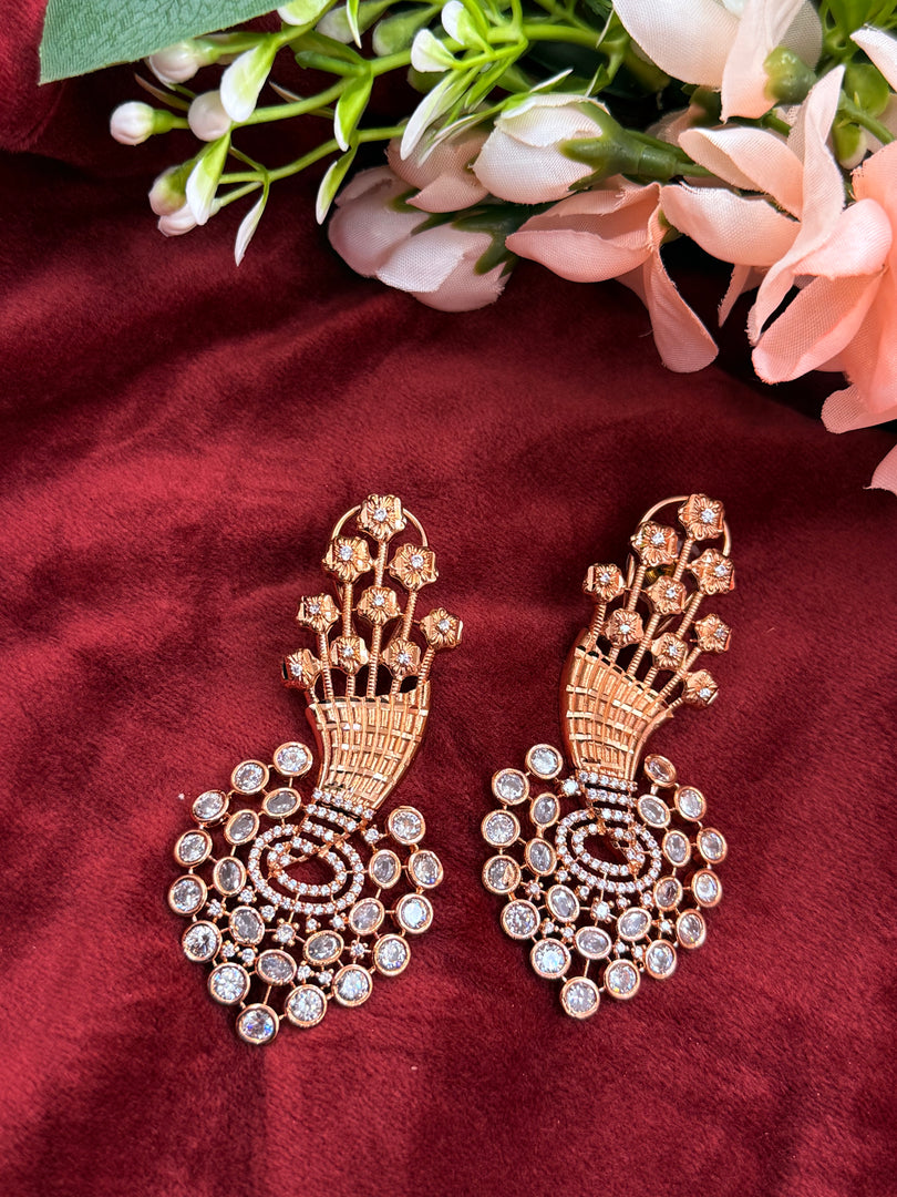 RoseGold Trending American Diamond Earrings