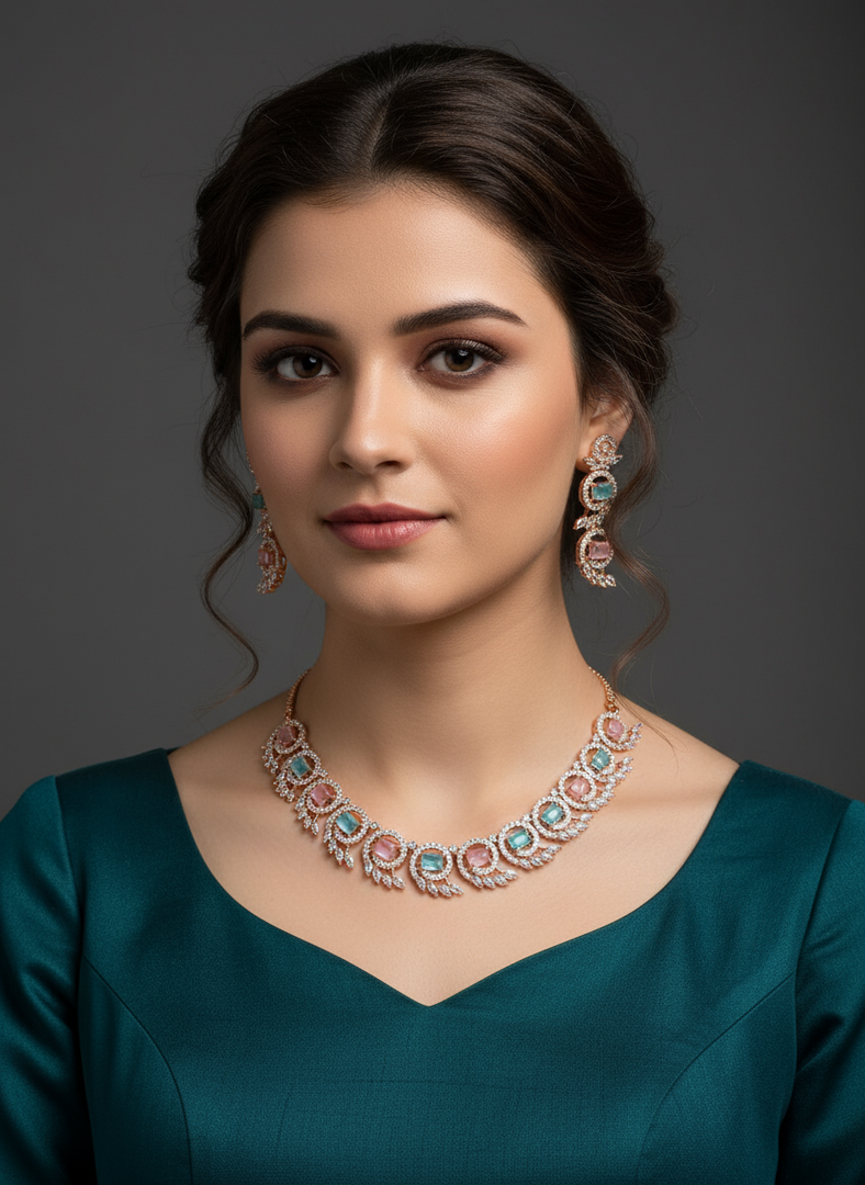 American Diamond Necklace Earring Set