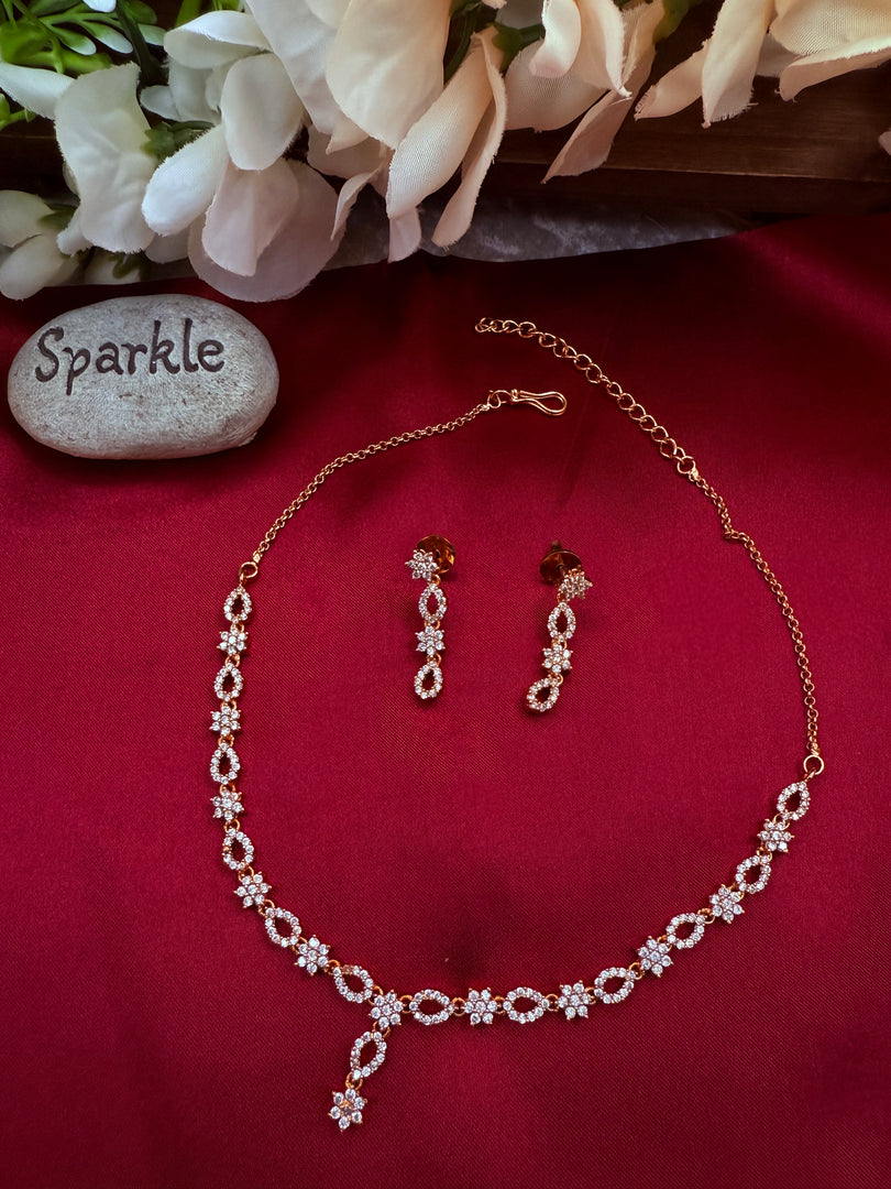 AD Rosegold necklace Earring set