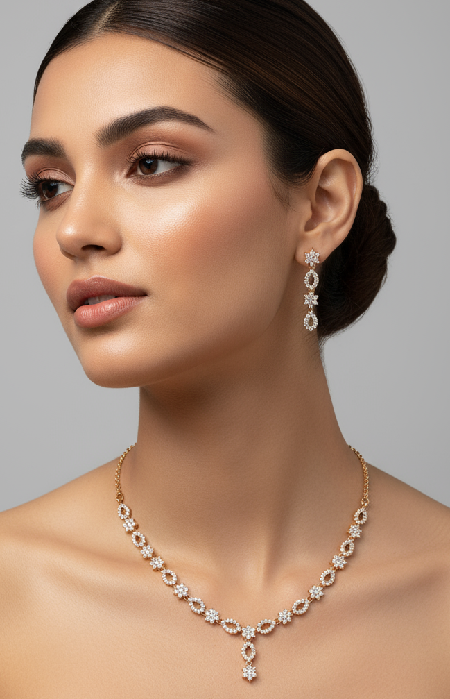 AD Rosegold necklace Earring set