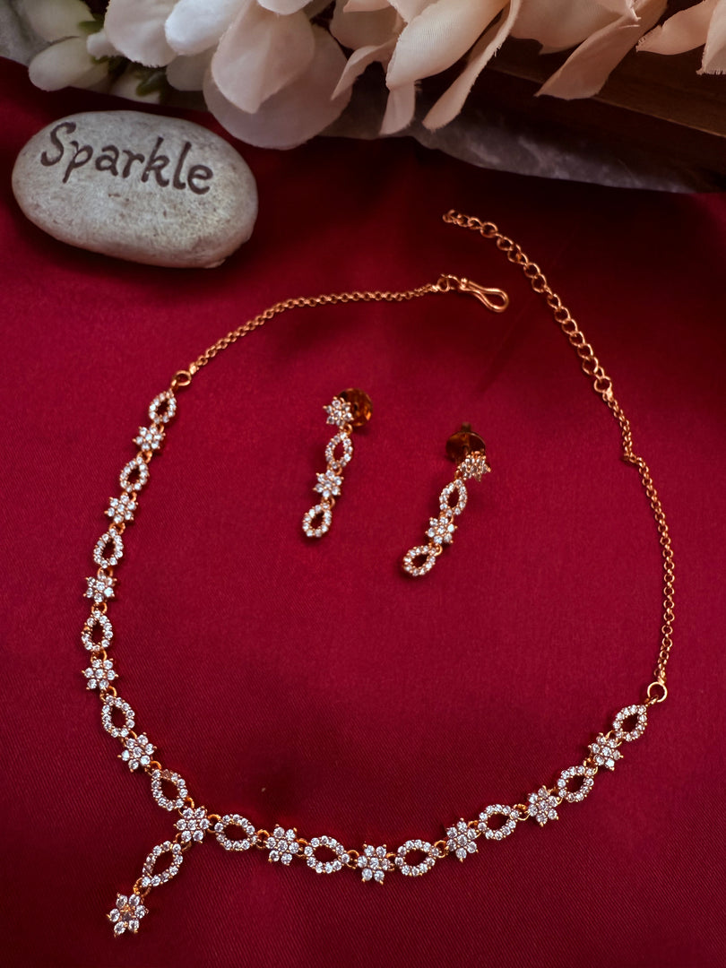 AD Rosegold necklace Earring set