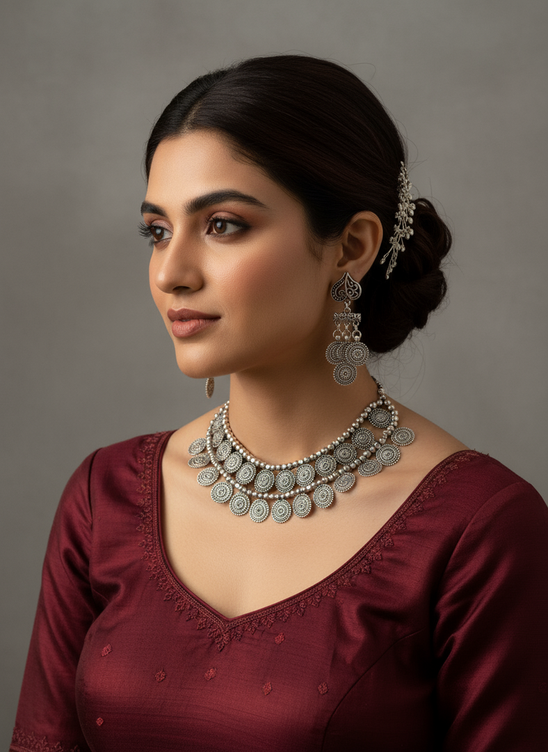 Imali Antique choker Silver Set