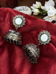 Oxidised black metal jhumka