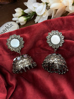 Load image into Gallery viewer, Oxidised black metal jhumka
