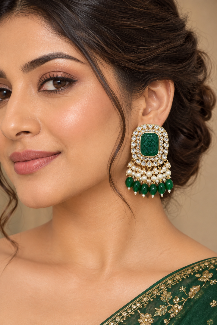 Kundan Meenakari Indian Earrings