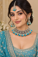 Load image into Gallery viewer, Sea Green With Grey Necklace Set