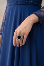 Load image into Gallery viewer, Oxidized Adjustable Mirror Rhinestone Ring