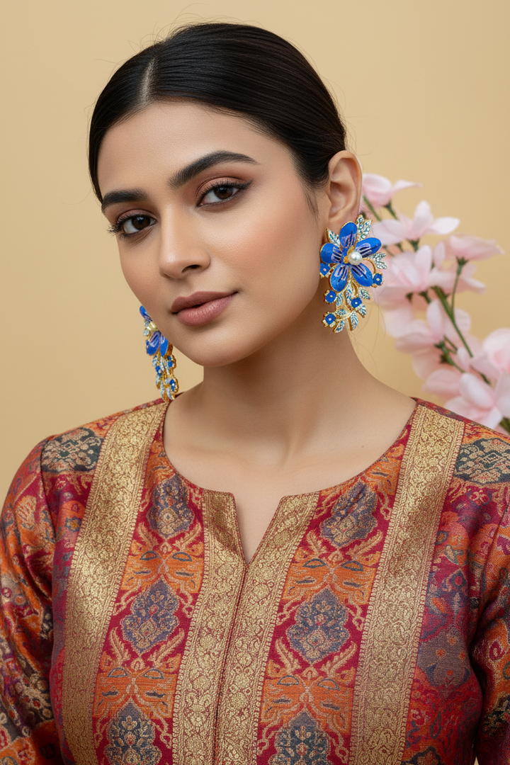 Floral Oversized Indian Earrings