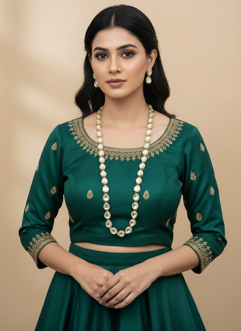 Long Kundan Meenakari Mala with Earrings