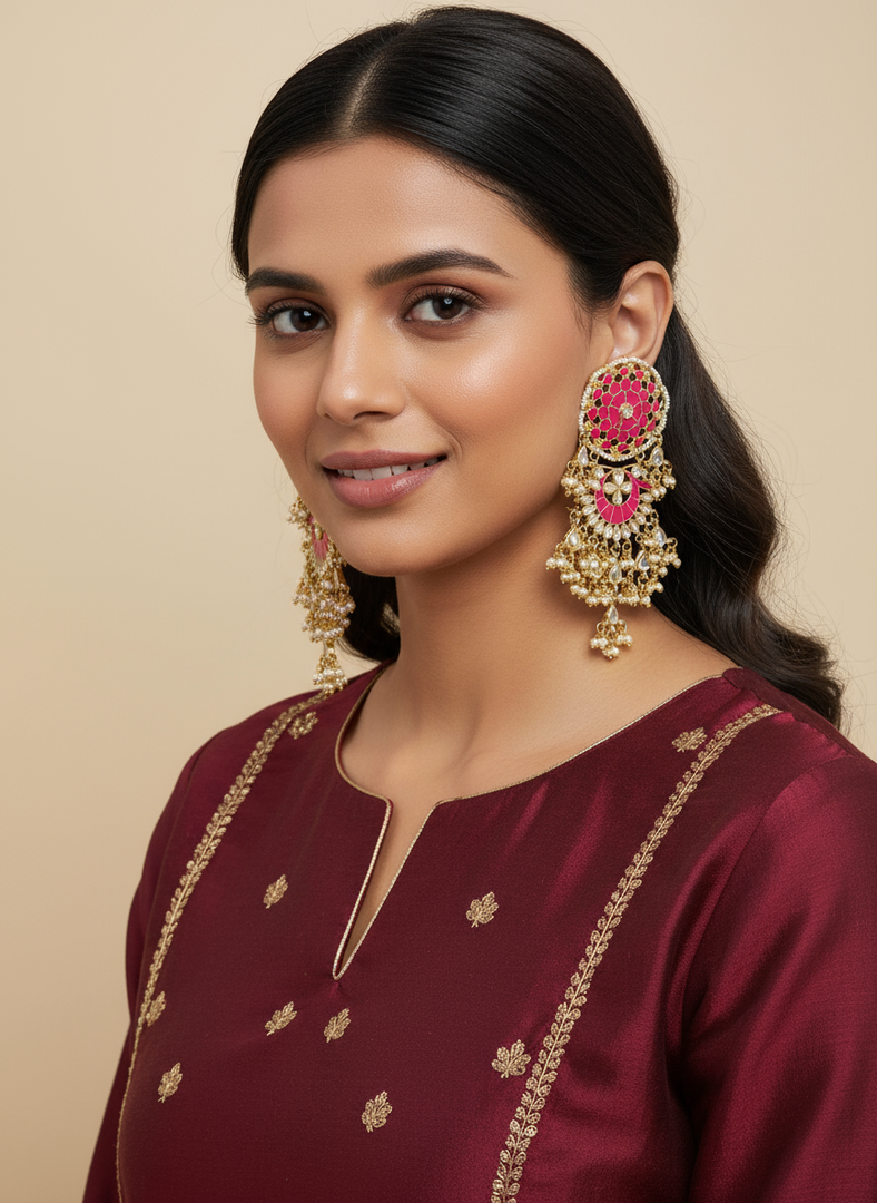 Kundan Big Statement Earring