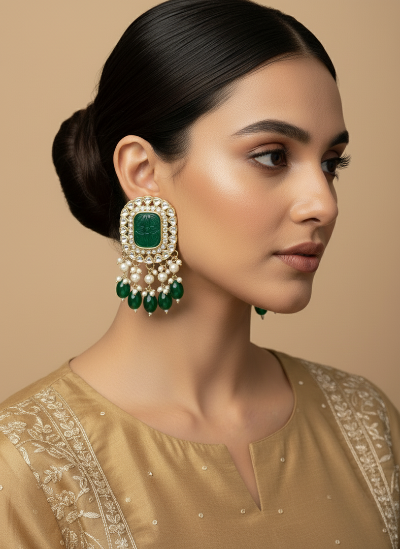 Kundan Meenakari Indian Earrings