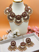 Load image into Gallery viewer, Kamisha Maroon Polki Indian Necklace Set