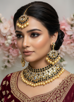 Load image into Gallery viewer, महिलाओं के लिए पारंपरिक गोल्ड पर्ल चोकर नेकलेस सेट
