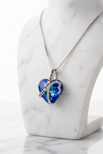Load image into Gallery viewer, Deep Blue Crystal Heart Rhinestone Necklace