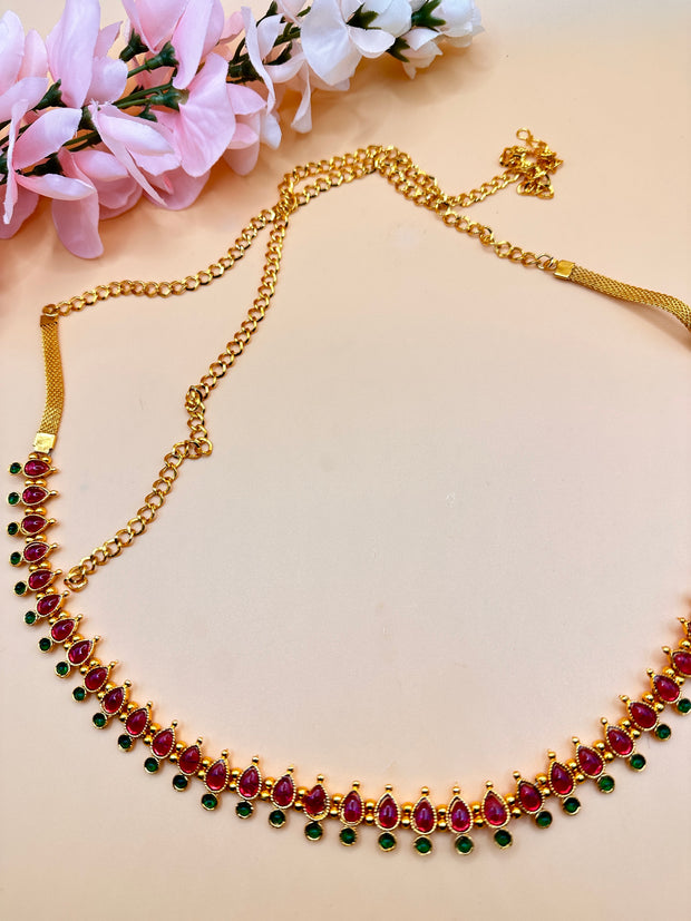 Stunning Kundan Saree Chain, Kamarbandh, Waist Chain, Pearl Waist Chain, Vaddanam