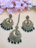 Load image into Gallery viewer, Emerald Green Aarita Indian Tikka set
