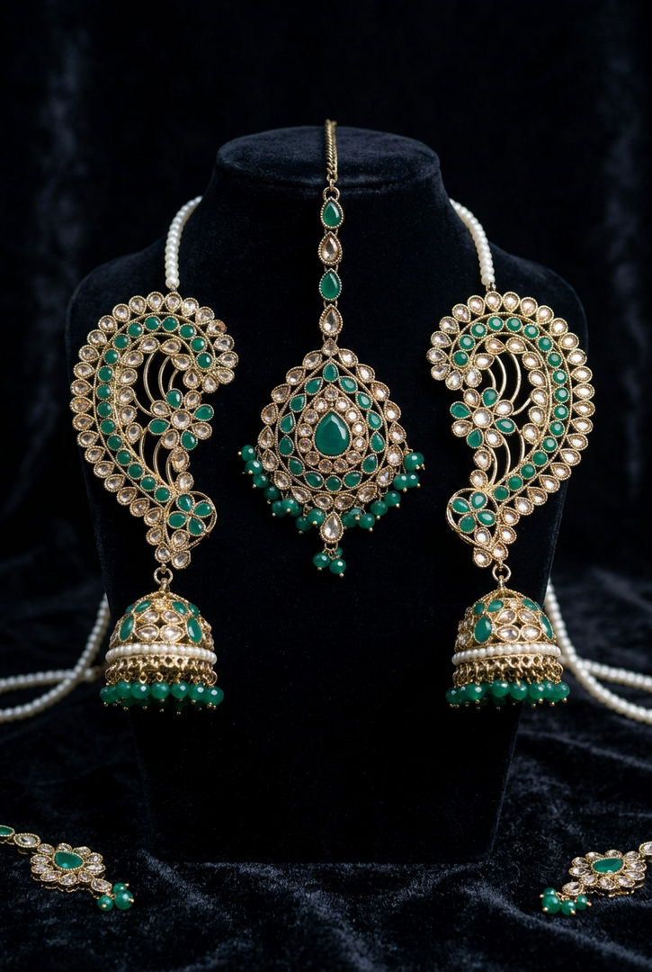 Ranchi Polki Tikka With Cuff Earrings Set