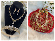 Prom accessories ( crown & Necklace earring & potali purse  )