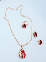 Load image into Gallery viewer, Black Red Gold and rhinestone studded Necklace Set

