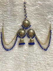 Bahubali Oxidised Tikka Earring Set - Affinity Giya