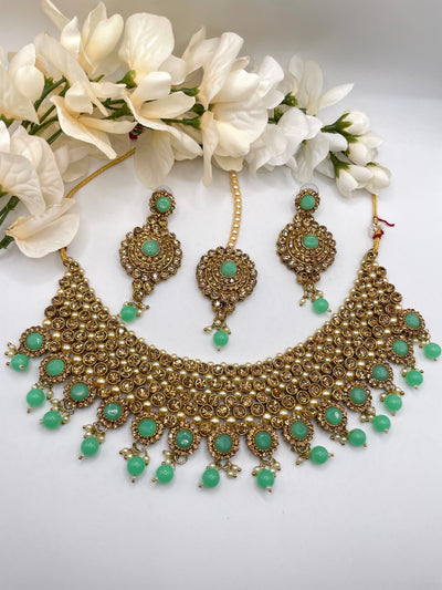 Pista Green Color Necklaces Set