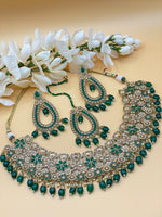 Load image into Gallery viewer, Heeran Green Indian Bridal Necklace Set