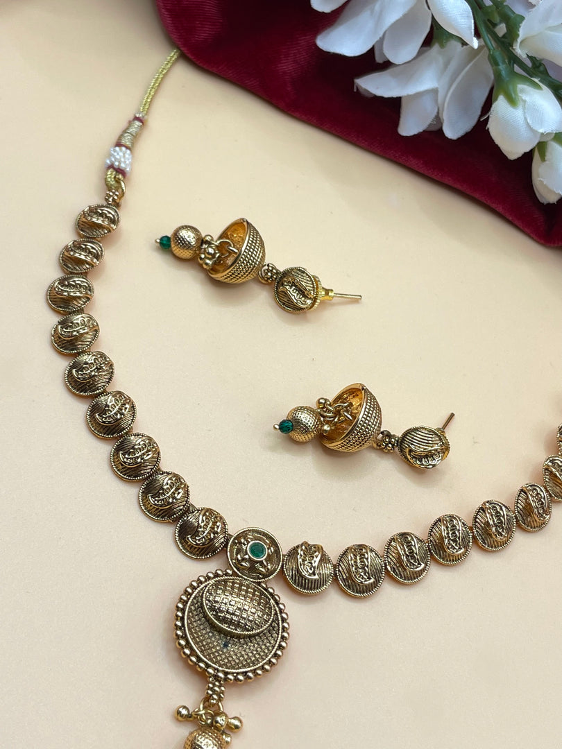 Brahmi Golden Necklace Set