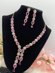 Nikas American Diamond RoseGold Necklace Set