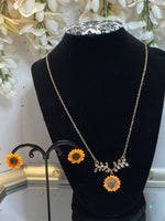 Load image into Gallery viewer, Sunflower Necklace Earrings Set