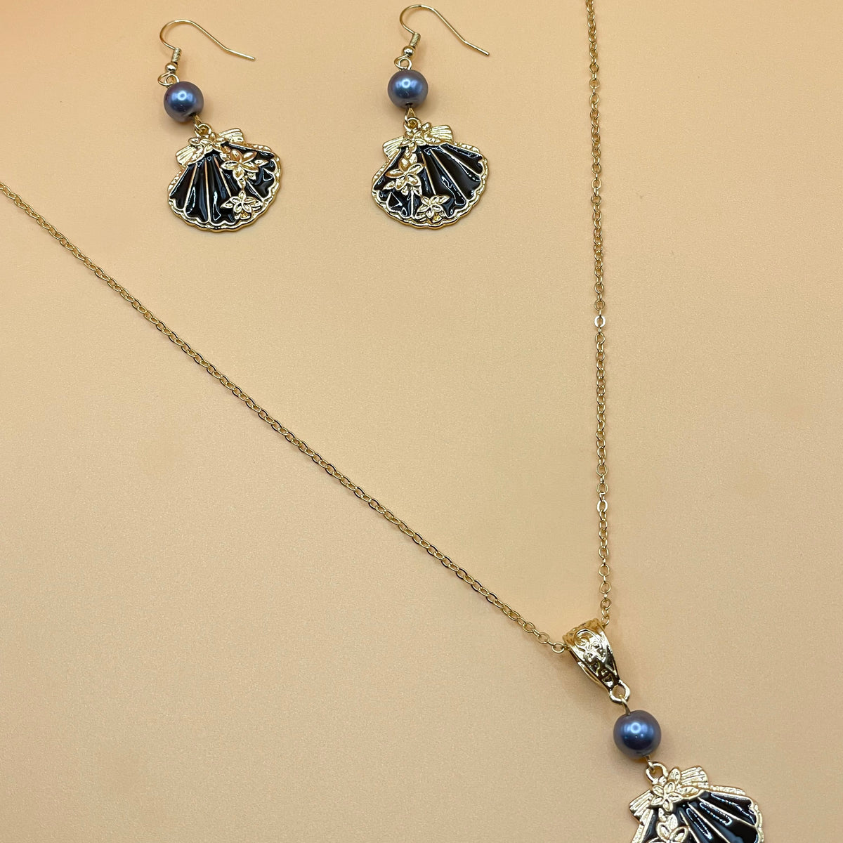 Shell pearl pandent Necklace Set – Affinity Giya