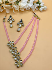 Pisha Baby pink Glass Kundan  Necklace Set