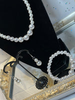 Load image into Gallery viewer, Faux Pearl Necklace and Earrings Set