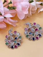 Load image into Gallery viewer, Peacock American Diamond Oversized Stud
