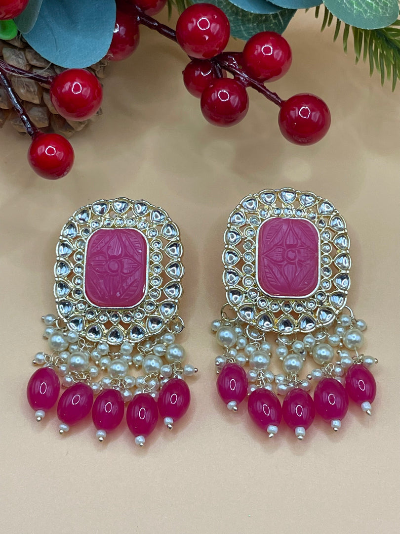 Kundan Meenakari Indian Earrings