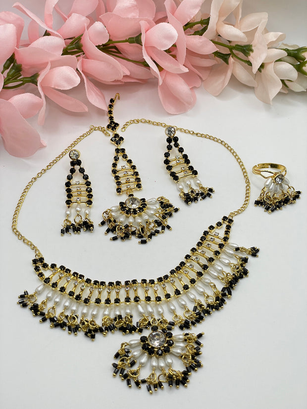 Little Girls Necklace With Tikka Indian Earring And Ring Set
