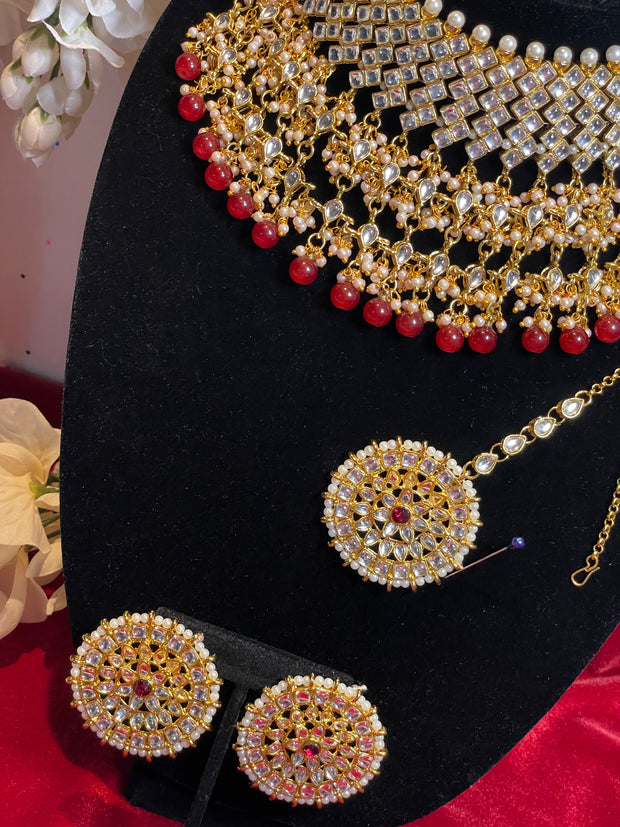 Red kundan jewelry Indian Necklace Set