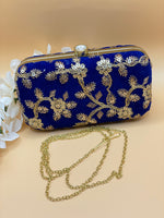 Load image into Gallery viewer, Royal Blue Gold Clutch
