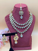 Load image into Gallery viewer, Hansani Three Line Kundan Necklace Set