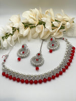 Load image into Gallery viewer, Silver Stone with Drop Pearls  Choker set