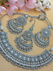 Kiran Glass Polki Indian Necklace Set