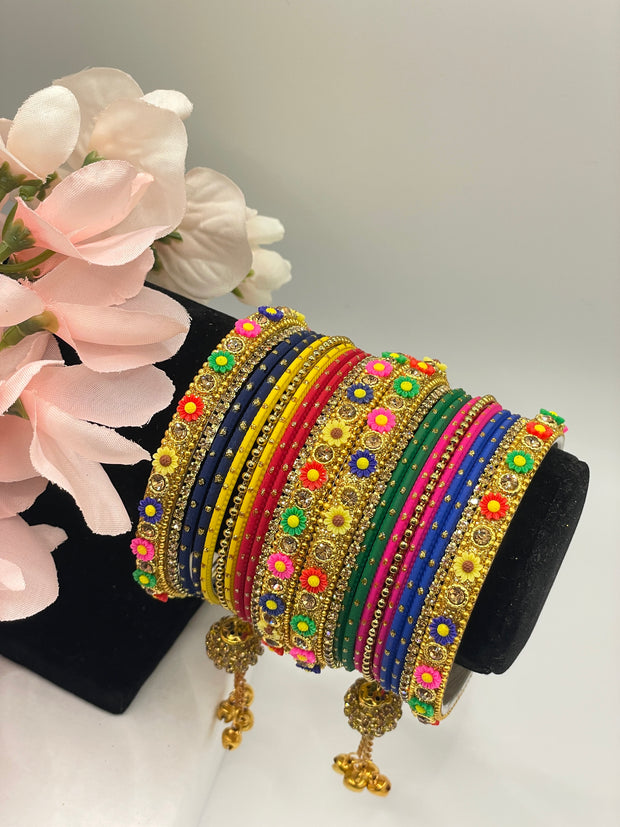 Multi Color Bangles with Bells